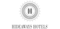 Logo der Marke "Hideaways Hotels" mit einem stilisierten Symbol und dem Markennamen darunter.
